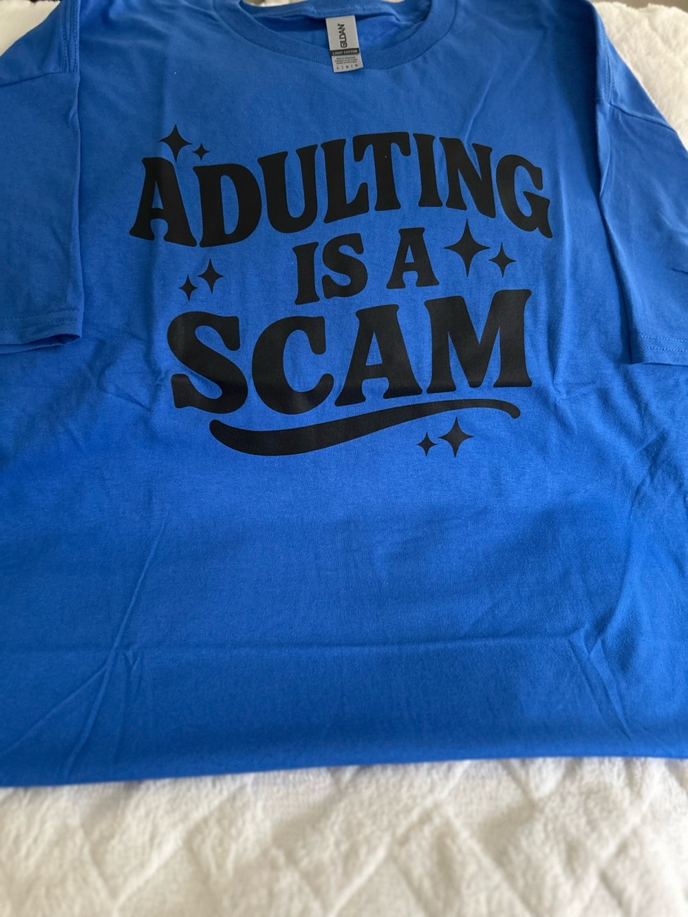 Gildan Royal Blue 'Adulting Is A Scam' Graphic Tee